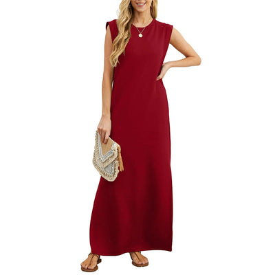 Lina™ | Langes, casual Kleid mit Schlitz und ohne Bügeln
