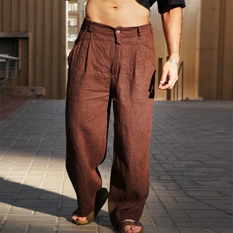 Matteo™ | Leinenhose mit weitem Bein