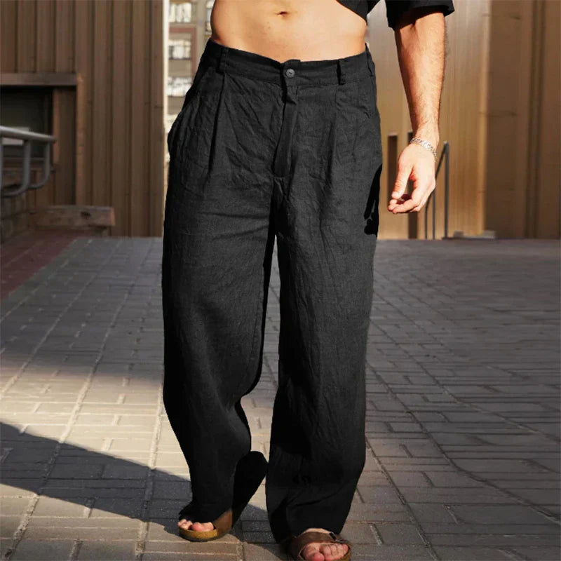 Matteo™ | Leinenhose mit weitem Bein